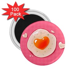 Omelette Heart Pink Valentine 2 25  Magnets (100 Pack)  by Bajindul