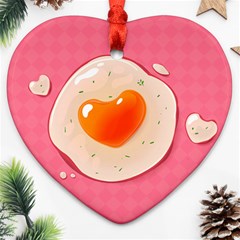 Omelette Heart Pink Valentine Heart Ornament (two Sides) by Bajindul