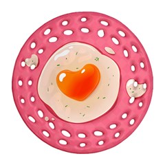 Omelette Heart Pink Valentine Ornament (round Filigree) by Bajindul