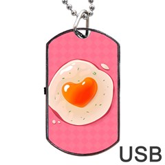 Omelette Heart Pink Valentine Dog Tag Usb Flash (two Sides) by Bajindul