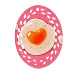 Omelette Heart Pink Valentine Oval Filigree Ornament (Two Sides) Front