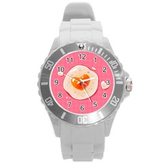 Omelette Heart Pink Valentine Round Plastic Sport Watch (l) by Bajindul