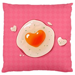 Omelette Heart Pink Valentine Large Flano Cushion Case (one Side) by Bajindul