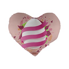 Easter Egg Standard 16  Premium Flano Heart Shape Cushions by Bajindul