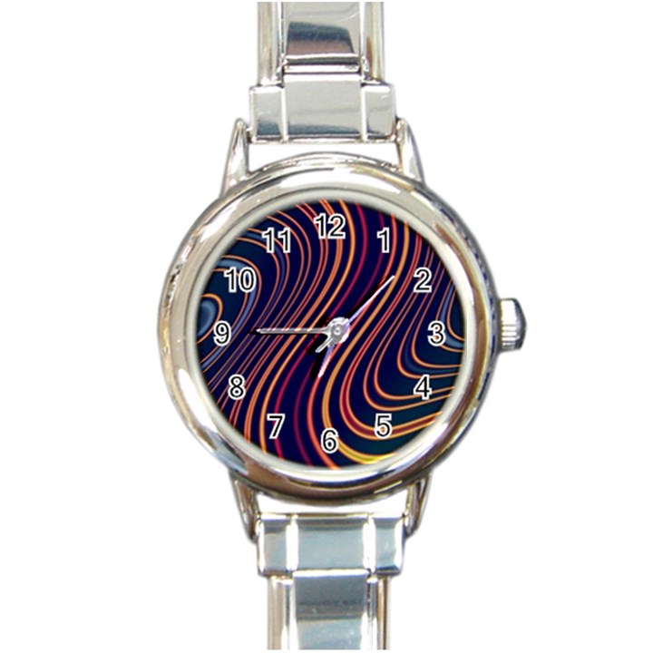 Fractal Mathematics Generated Round Italian Charm Watch