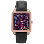 Fractal Mathematics Generated Rose Gold Leather Watch  Front