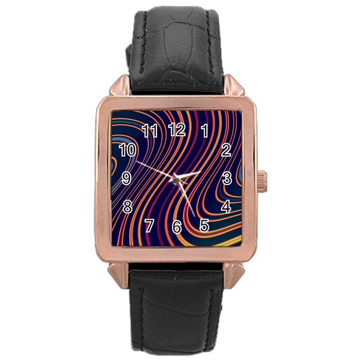 Fractal Mathematics Generated Rose Gold Leather Watch 