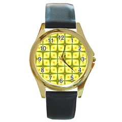 Background Pattern Gold Round Gold Metal Watch by Bajindul