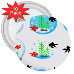 Fish Goldfish Water 3  Buttons (10 Pack)  by Bajindul