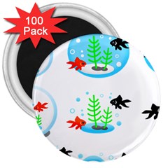 Fish Goldfish Water 3  Magnets (100 Pack) by Bajindul