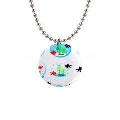 Fish Goldfish Water 1  Button Necklace by Bajindul