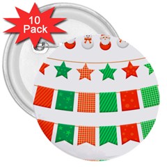 Christmas Bunting Banners Tasse 3  Buttons (10 Pack)  by Bajindul