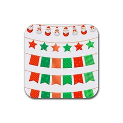 Christmas Bunting Banners Tasse Rubber Coaster (square)  by Bajindul