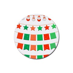 Christmas Bunting Banners Tasse Rubber Coaster (round)  by Bajindul