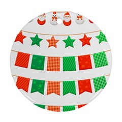 Christmas Bunting Banners Tasse Round Ornament (two Sides) by Bajindul