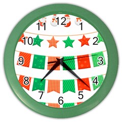 Christmas Bunting Banners Tasse Color Wall Clock by Bajindul