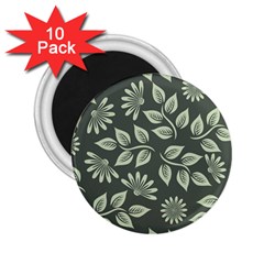 Flowers Pattern Spring Green 2 25  Magnets (10 Pack)  by Bajindul