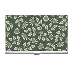 Flowers Pattern Spring Green Business Card Holder by Bajindul