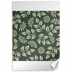 Flowers Pattern Spring Green Canvas 12  X 18  by Bajindul