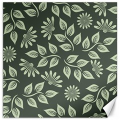 Flowers Pattern Spring Green Canvas 16  X 16  by Bajindul