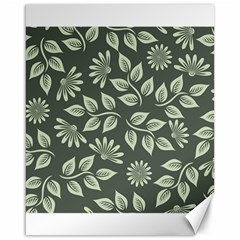 Flowers Pattern Spring Green Canvas 16  X 20  by Bajindul