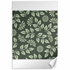 Flowers Pattern Spring Green Canvas 24  X 36  by Bajindul