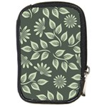 Flowers Pattern Spring Green Compact Camera Leather Case Front