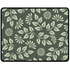 Flowers Pattern Spring Green Fleece Blanket (medium)  by Bajindul