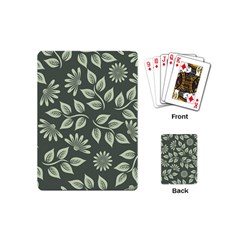 Flowers Pattern Spring Green Playing Cards Single Design (mini) by Bajindul