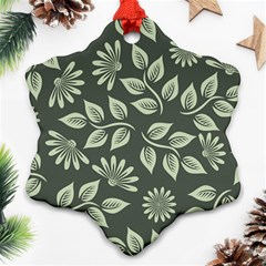 Flowers Pattern Spring Green Ornament (snowflake) by Bajindul