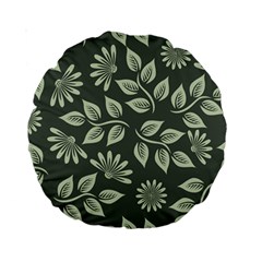 Flowers Pattern Spring Green Standard 15  Premium Round Cushions by Bajindul