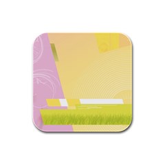 Geometric Botany Brochure Rubber Square Coaster (4 Pack)  by Bajindul