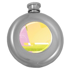 Geometric Botany Brochure Round Hip Flask (5 Oz) by Bajindul