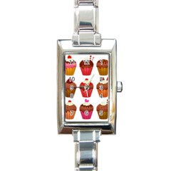 Chocolate Cake Muffin Rectangle Italian Charm Watch by Bajindul