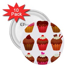 Chocolate Cake Muffin 2 25  Buttons (10 Pack)  by Bajindul