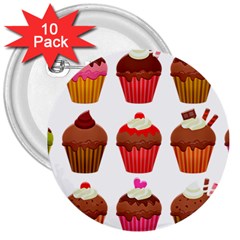 Chocolate Cake Muffin 3  Buttons (10 Pack)  by Bajindul