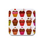 Chocolate Cake Muffin Rubber Square Coaster (4 pack)  Front