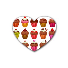 Chocolate Cake Muffin Heart Coaster (4 Pack)  by Bajindul