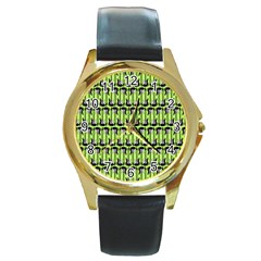 Guitars Musical Instruments Round Gold Metal Watch by Bajindul