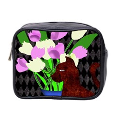 The Cat And The Tulips Mini Toiletries Bag (two Sides) by bloomingvinedesign