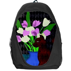 The Cat And The Tulips Backpack Bag by bloomingvinedesign