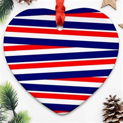 Patriotic Ribbons Heart Ornament (two Sides) by Mariart