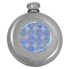 Abstract Triangles Geometric Round Hip Flask (5 Oz) by Bajindul