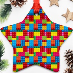 Lego Background Star Ornament (two Sides) by HermanTelo