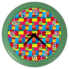 Lego Background Color Wall Clock