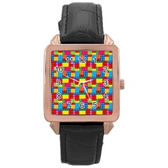 Lego Background Rose Gold Leather Watch 