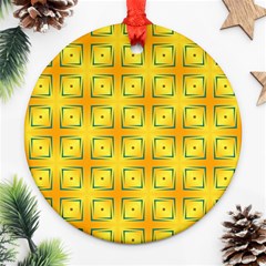 Green Plaid Gold Background Ornament (round) by HermanTelo