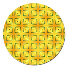 Green Plaid Gold Background Magnet 5  (round) by HermanTelo