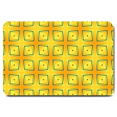 Green Plaid Gold Background Large Doormat 