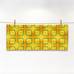 Green Plaid Gold Background Hand Towel by HermanTelo